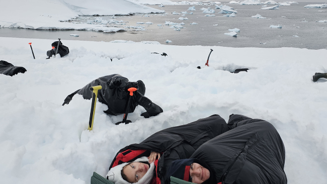 Nakvynė bivuake Antarktidoje