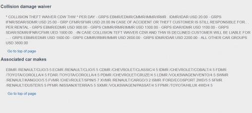 Ištrauka iš autonuomos taisyklių. Sukta kalba čia parašyta, kad, tarkime, Renault Clio draudimas autonuomą pabrangins 20 USD per dieną. Tačiau net ir apsidraudęs padaręs avariją mokėsi iki 900 USD išskaitą. O jei neapsidrausi, maksimali suma bus 1800 USD išskaitą. Reiškia, net ir nusipirkęs draudimą daugelį įprastų avarijų (apibraižymų, aplankstymų) pilnai dengsi iš savo kišenės, o draudimas padėtų nebent labai rimtos avarijos atveju - bet tada tiesiog vietoje 1800 USD vis tiek sumokėtum 900 USD. Ar dėl tokios mažos tikimybės apsimoka mokėti 140 USD už savaitę autonuomos?