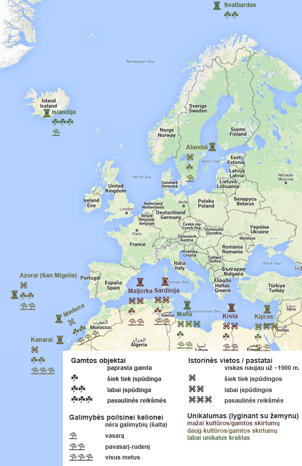 Europos salos ir jų įdomybės kelionės į vieną jų planavimui