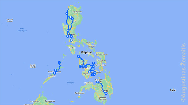 Kelionės po Filipinus maršrutas