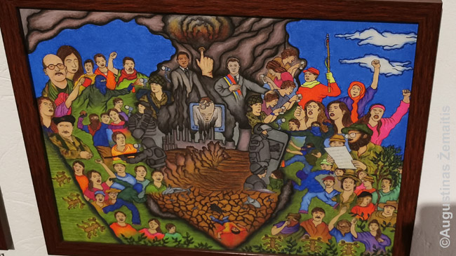 Kolumbijos dailininko paveikslas, atspindintis Kolumbijos konfliktą