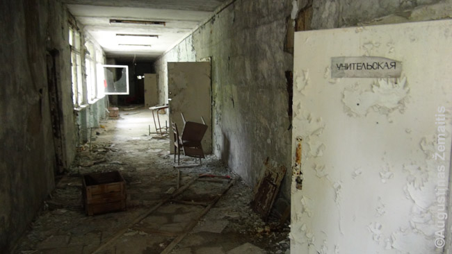 Apleistoje Pripetės (prie Černobylio) mokykloje