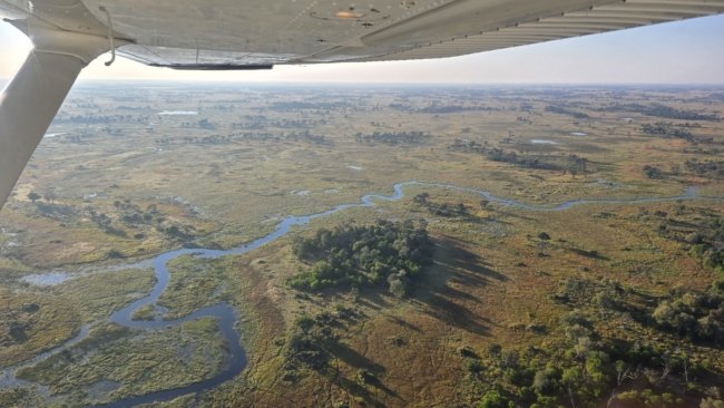 Okavango delta iš lėktuvo
